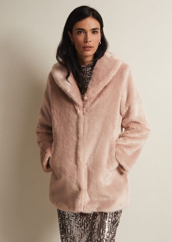 Phase Eight Meg Faux Fur Coats Pink Australia | SC0845621